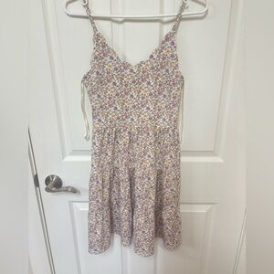 Monteau Floral Spaghetti-Strap Midi Dress in Lavender, Yellow, and Green